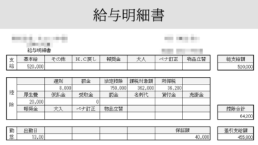 銀座の高級クラブのホステスさんの給料明細