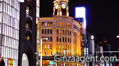 銀座の夜景・銀座和光ビル